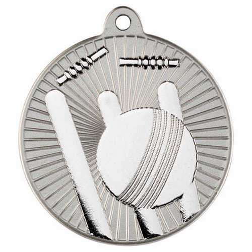 Cricket Two Colour Medal Matt Silver & silver