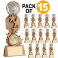 Pack Of 15 Brz~pew~gold Flatback Football Trophy With Plates (1in Cen)