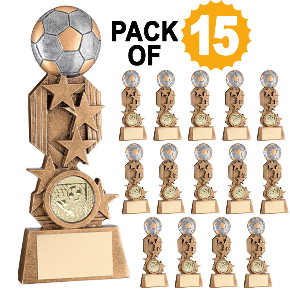 Pack Of 15 Brz~pew~gold Flatback Football Trophy With Plates (1in Cen)