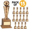 Pack Of 15 Brz~gold Plastic Football Fig On Base Trophy With Plates